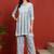 ethnic motif lucknowi chikankari greyish blue angrakha kurta & palazzo set for women