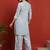 ethnic motif lucknowi chikankari greyish blue angrakha kurta & palazzo set for women