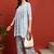 ethnic motif lucknowi chikankari greyish blue angrakha kurta & palazzo set for women