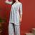 ethnic motif lucknowi chikankari greyish blue angrakha kurta & palazzo set for women