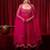 Magenta zari embroidered georgette anarkali kurta plazzo & dupatta set