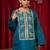 Blue round neck raw silk kurta plazzo set with zari embroidery & side pockets