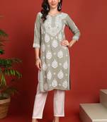 women’s ethnic hand embroidered chikankari kurta in premium rayon fabric