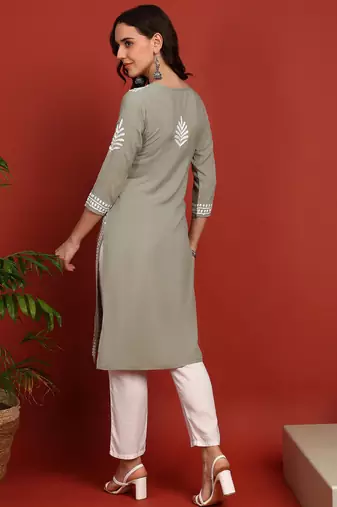 women s ethnic hand embroidered chikankari kurta in premium rayon fabric