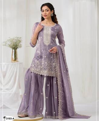 Lavender gold crush embroidered suit  1
