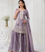 Lavender gold crush embroidered suit 