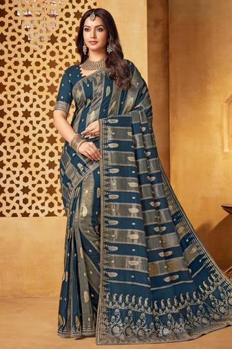 Viscose saree with jharkan work & designer weaving – party, cocktail & festival wear