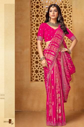 Viscose saree with jharkan work & designer weaving – party, cocktail & festival wear