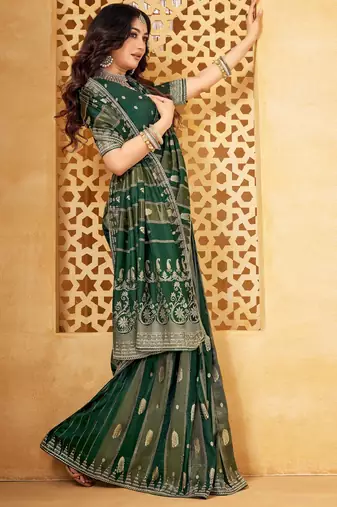 Premium viscose designer saree with jharkan embroidery & weaving blouse
