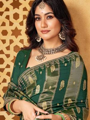 Premium viscose saree with jharkan embroidery & weaving blouse 2