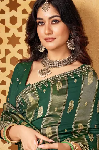Premium viscose saree with jharkan embroidery & weaving blouse