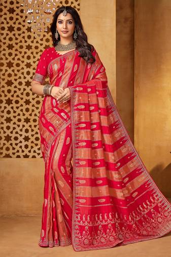 Elegant viscose saree with jharkan work | designer weaving | party & cocktail collection