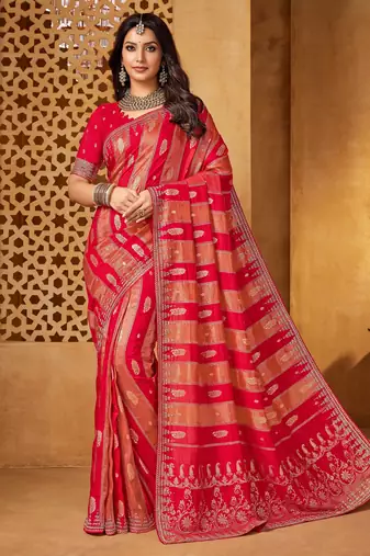 Elegant viscose saree with jharkan work | designer weaving | party & cocktail collection