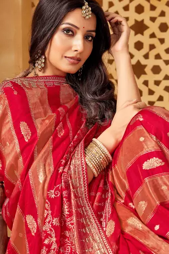 Elegant viscose saree with jharkan work | weaving | party & cocktail collection