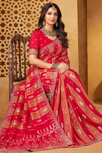 Elegant viscose saree with jharkan work | weaving | party & cocktail collection