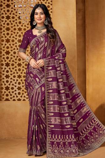 Elegant viscose saree with jharkan work | designer weaving | party & cocktail collection