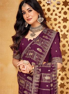 Elegant viscose saree with jharkan work | weaving | party & cocktail collection 2