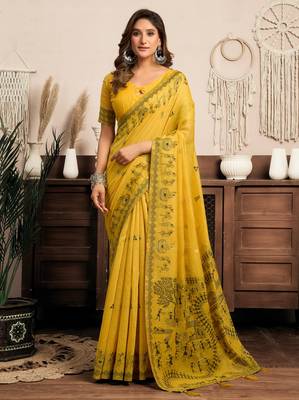Modal warli work saree with zhallar border  premium ethnic collection 1