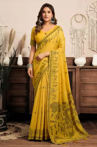 Modal warli work saree with zhallar border     premium ethnic collection