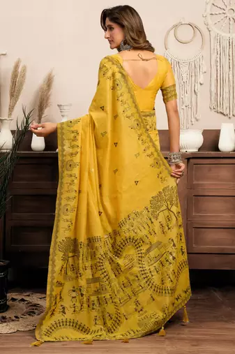 Modal warli work saree with zhallar border  premium ethnic collection