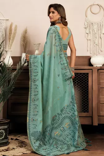 Modal warli work saree with zhallar border  premium ethnic collection