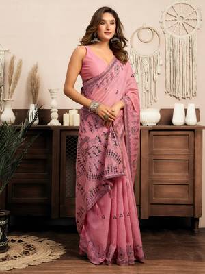  modal saree with warli work & zhallar | elegant festive wear 3