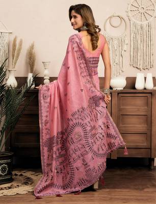  modal saree with warli work & zhallar | elegant festive wear 5