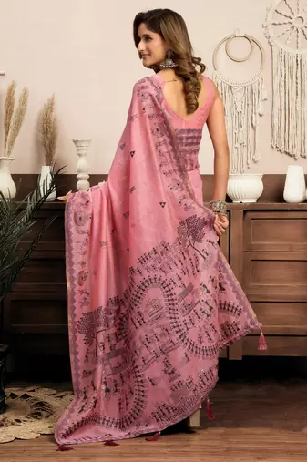  modal saree with warli work & zhallar | elegant festive wear