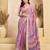 Lavender linen saree with ikat-inspired print | ready-to-wear festive saree with unstitched blouse & pocket