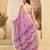 Lavender linen saree with ikat-inspired print | ready-to-wear festive saree with unstitched blouse & pocket