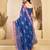 Blue linen ready-to-wear saree with ikat print & border | one minute saree with unstitched blouse & pocket