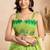 Lime green linen ikat printed ready-to-wear saree | party wear one minute saree with unstitched blouse & pocket