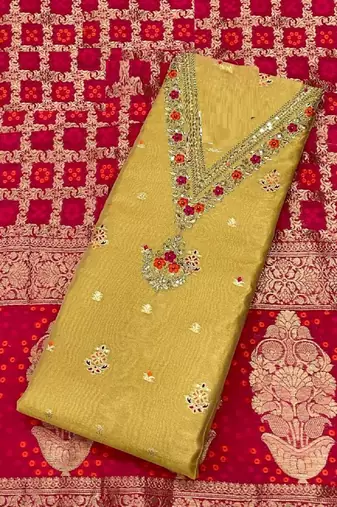 Mustard chanderi silk fashion silk-salwar-kameez