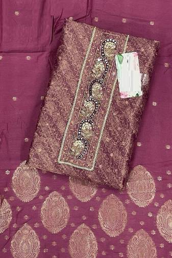 Mauve chanderi silk fashion party-wear-salwar-kameez