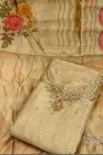 Cream chanderi silk designer brocade-salwar-kameez
