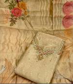 Cream chanderi silk designer brocade-salwar-kameez