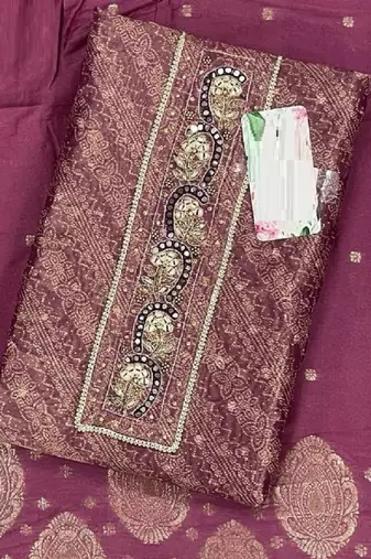 Mauve chanderi silk fashion party-wear-salwar-kameez
