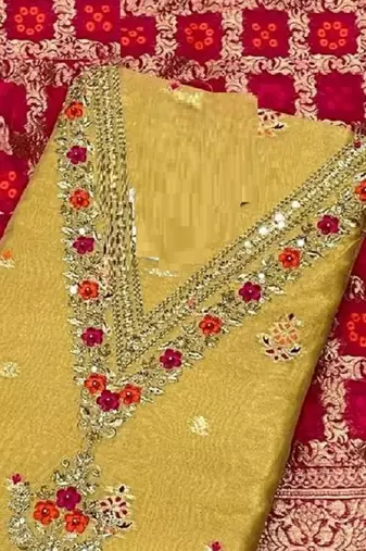 Mustard chanderi silk fashion silk-salwar-kameez