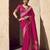Rani pink faux crepe georgette zari weaving work saree