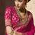 Rani pink faux crepe georgette zari weaving work saree