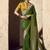 Green faux crepe georgette zari weaving work saree