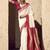 Off white faux crepe georgette zari weaving work saree