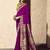 Dark magenta faux crepe georgette zari weaving work saree