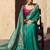 Teal faux crepe georgette zari weaving work saree