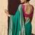 Teal faux crepe georgette zari weaving work saree