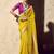 Yellow faux crepe georgette zari weaving work saree