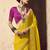 Yellow faux crepe georgette zari weaving work saree