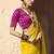 Yellow faux crepe georgette zari weaving work saree
