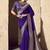 Purple faux crepe georgette zari weaving work saree