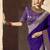 Purple faux crepe georgette zari weaving work saree